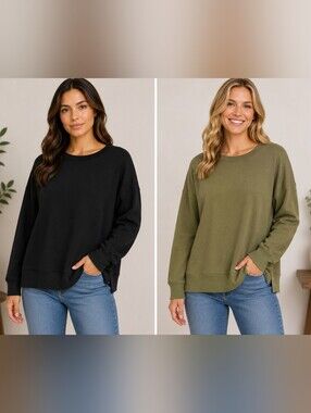 Time and Tru Sweaters 2-Pack XL Black & Olive Green